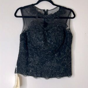 LT Lanting Bride Mesh & Lace High Neck Sleeveless Formal Bustier Top NWT
